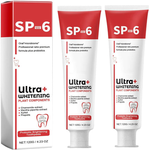 2Pcs Sp-6 Ultra Whitening Toothpaste, Fresh Breath, Stain Removing, Sp-6 Probiotics Whitening Toothpaste....