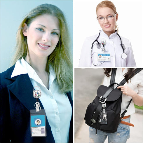 LAB LIFE Medical Badge Reel Retractable Heavy Duty with 360°Swivel Carabiner Clip, Laboratory Science ID Badge Holder Retractable, Nurse Teacher I...
