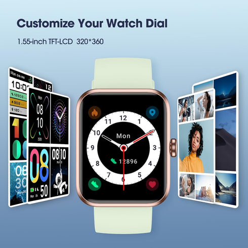 Smart Watch, Fitness Tracker with Heart Rate Monitor, Blood Oxygen, Sleep Tracking, 41mm Smartwatch 5ATM Waterproof with Pedometer for Women Men C...