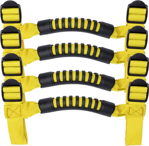 4 x Roll Bar Grab Handles Grip Handle for Jeep Wrangler YJ TJ JK JKU JL JLU Sports Sahara Freedom Rubicon X & Unlimited 1955-2024 2025 (Yellow)...