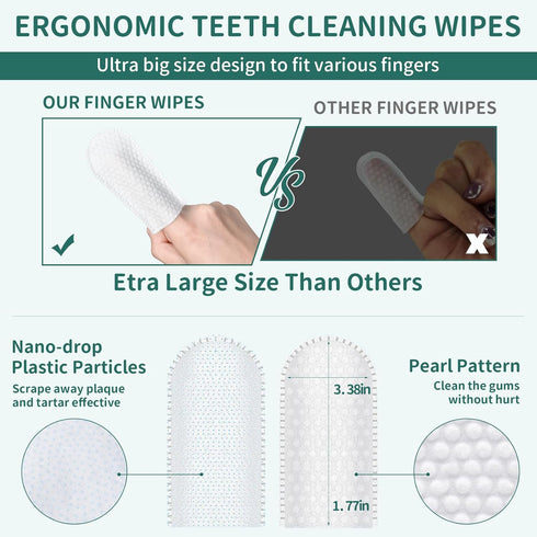 Pet Teeth Wipes for Dogs & Cats, Dog Tooth Cleaning Brushing Kit Dog Dental Wipes, 60Pcs Reduces Tartar & Plaque Fresh Breath Dog Teeth Cleaning F...