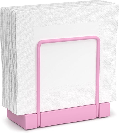 Napkin Holder for Table, Pink Kitchen Accessories Appliances for Table Farmhouse Cocktail Picnic Rustic Bamboo Iron Wood Holders for All Dining Ro...