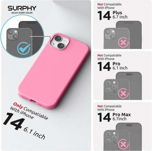 SURPHY (4 in 1 Designed for iPhone 14 Case Compatible with MagSafe (6.1 inch, 2022), with 2 Pack Screen Protector + Camera Cover, Liquid Silicone ...