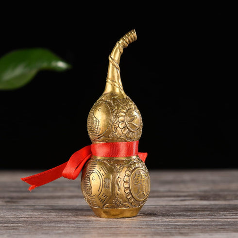 BRABUD Chinese Good Luck Wu Lou/Hu Lu Gourd/Cucurbit for Wealth Peaceful Copper Statue Collectible Figure Sculpture Charm Amulet...