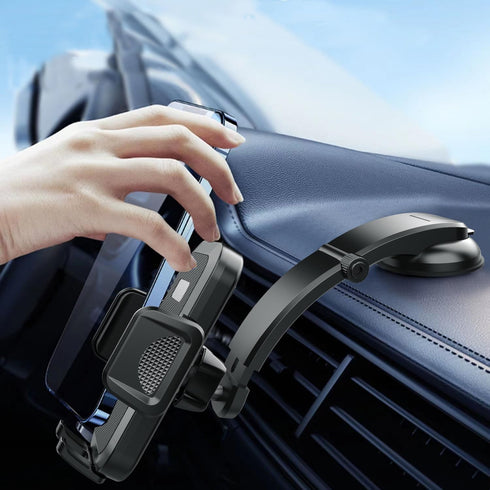 Pack-1 Car Cell Phone Holder, 360 Degrees Long Arm Dashboard Windshield Car Phone Holder, Universal Anti-Shake Smartphone Holder with Strong Sucti...