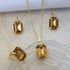 HSQYJ Fashion Color Crystal Jewelry Set Geometry Rectangle Pendant Rhinestone Necklace Rings and Drop Earrings for Women Ladies Gifts Gold Plated...
