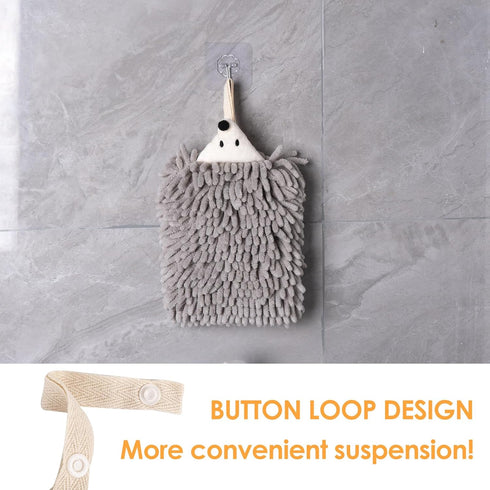 SHIDOW Animal Chenille Hand Towel, Chenille Hanging Hand Towel Animal, Cute Hedgehog Style Hand Drying Towels, Bathroom Kitchen Home Cleaning Tool...