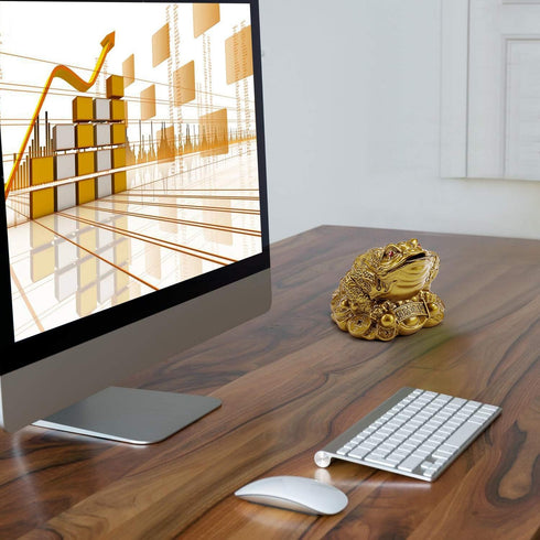 Hilitand Money Frog Toad Decoration,Chinese Feng Shui Wealth Lucky Money Frog Statue Home Office Decoration Good Lucky Gift(S-6X6X5cm)...