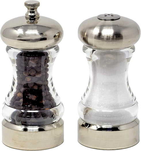 Olde Thompson 4.5" Monterey Acrylic Salt Shaker & Pepper Mill Set, Adjustable Pepper Grinder...