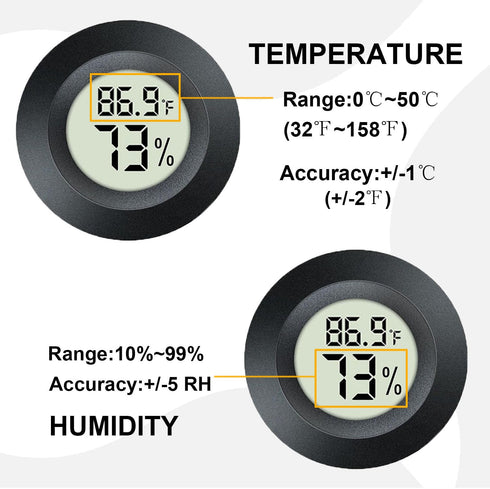 4 Pack Mini Digital Hygrometer Thermometer Gauge, Indoor Outdoor Temperature Humidity Meter for Greenhouse Humidors Incubators Reptile Terrarium J...
