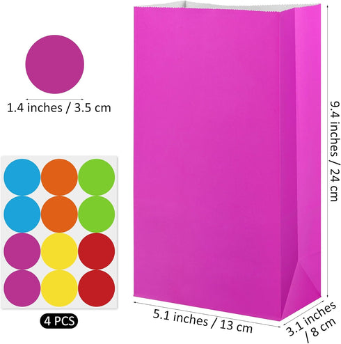 Cooraby 30 Pack Rainbow Gift Bags Candy Paper Bags with Stickers 5.1 x 3.1 x 9.4 Inches Snack Sweet Craft Bags for Birthday Wedding Party Annivers...