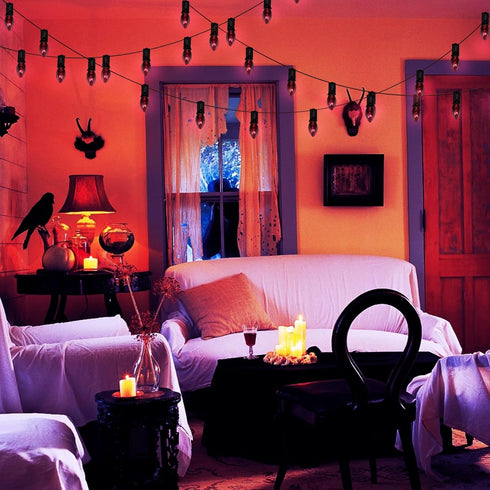 Abeja 25Ft Halloween Clear Black String Lights, C7 Black Purple String Lights with 27 Clear Black Bulb, Outdoor Halloween Decorations Hanging Ligh...
