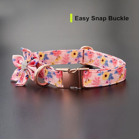 Dog Collar with Daisy Tie, 3 Patterns Soft & Comfty Flower Print Padded Pet Collars with Strong Metal Buckle for Boy and Girl Dogs(Pink, M)...
