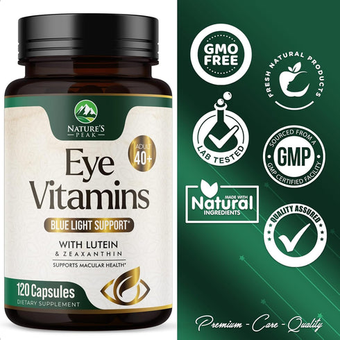 Eye Vitamin & Mineral Supplement with Lutein, Zeaxanthin, Bilberry & Zinc, Supports Eye Strain, Vision Health for Adults with Vitamins C & E, Non-...