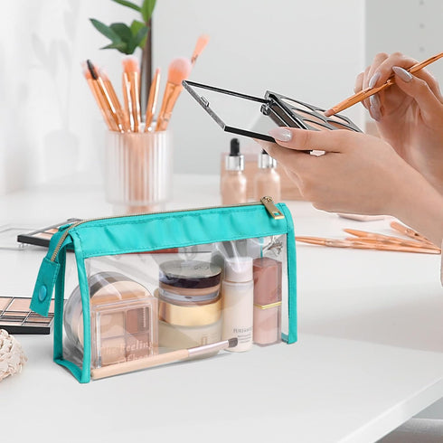 PACKISM Clear Makeup Bags, Perfect Size TSA Approved Toiletry Bag for Travel, Durable Clear Pouches with Zipper for Home Storage Organizing, Bathr...