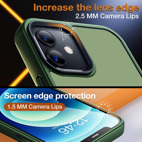 for iPhone 12 Phone Case, Shockproof for iPhone 12 Pro Case, Military Grade Drop Protection, Protective Hard Back Slim Translucent Case for iPhone...