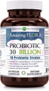 Amazing Flora Probiotic 10 Best Probiotics Strains | 30 Billion | 60 Veggie Capsules Supplement | Non-GMO | Gluten Free | Suitable for Vegetarians...