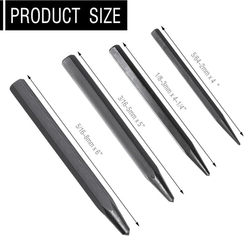 62215 Center Punch Kit, 4-Piece center punch tool set for metal...