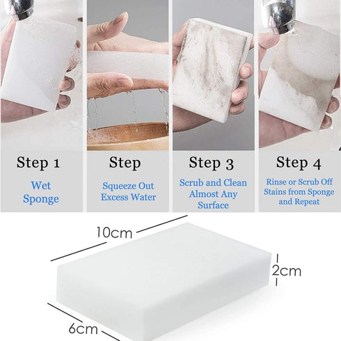 Magic Cleaning Sponges Eraser, 100 Pack Premium Melamine Sponge Foam Cleaning Pads, Dish Sponges, White Household Cleaning Scrub Sponge for Kitche...