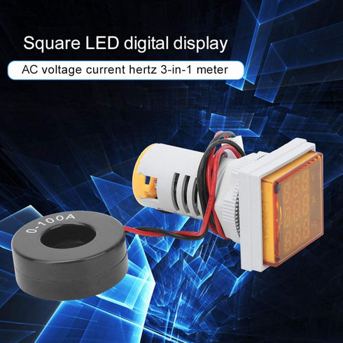 LED Display AC Voltmeter Ammeter Voltage Current Tester Meter Frequency Meter 3-Digit Display Hertz Tester(Yellow)...