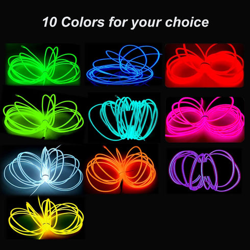 MaxLax EL Wire Orange, 9.8ft/3m Portable Battery Pack Neon Light Strip 360° Cuttable Glowing Rope Lights for Parties, Halloween, DIY Decoration...