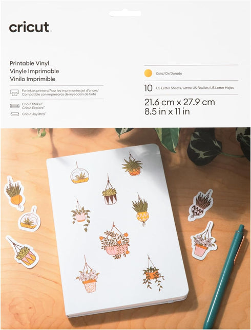 Cricut Printable Vinyl 10 Count, Printable Vinyl for Letter Stickers, Labels & Decor, Vinyl Paper for Inkjet Printer, Compatible with Cricut Maker...