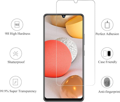Ailun Glass Screen Protector for Galaxy A42 5G 3Pack + 2Pack Camera Lens Tempered Glass Fingerprint Unlock Compatible 0.33mm Ultra Clear Anti-Scra...