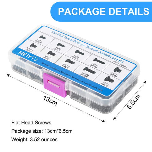 500pcs M2 M2.5 M3 Laptop Notebook Computer Replacement Screws Kit, PC Flat Head Phillips Screw Assortments, Countersunk SSD Electronic Repair Acce...