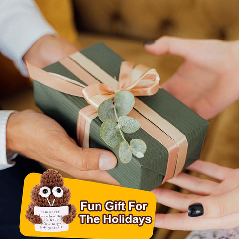 Positive Poo, 3 Inch Cute Crochet Doll Knitted Wool Doll with Positive Cards Funny Positive Doll for Friends Party Decoration Encouragement...