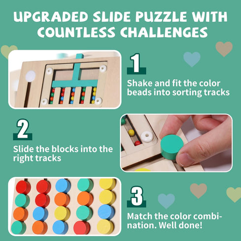Montessori Educational Toys Brain Teaser Color Slide Puzzle Matching Games, Preschool Learning Activities Road Trip Essentials, Birthday Gifts for...