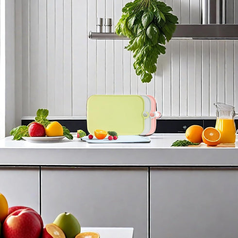 TPU Cutting Board Dishwasher Safe,BPA Free,Reversible Kitchen Blue Cutting Board,Scratch Resistant Flexible Cutting Boards for Kitchen, Easy-Grip ...