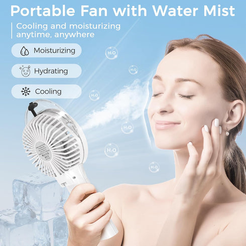 COMLIFE Portable Handheld Misting Fan, 3000mAh Rechargeable Battery Operated Spray Water Mist Fan, Foldable Mini Personal Fan for Travel, Makeup, ...