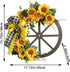 Sunflower Wagon Wheel Wreath for Front Door, Wooden Wheel Wreath with Sunflower and Bow, Spring Wheel Wreath, Wall Home Porch Farmhouse Decor Outd...