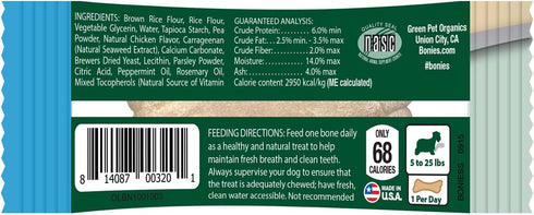 Bonies Natural Breath and Dental Formula Small-Sized Single Bone - All-Natural Ingredients, Fresh Breath, Cleans Teeth, Low Calories, Chicken Flav...