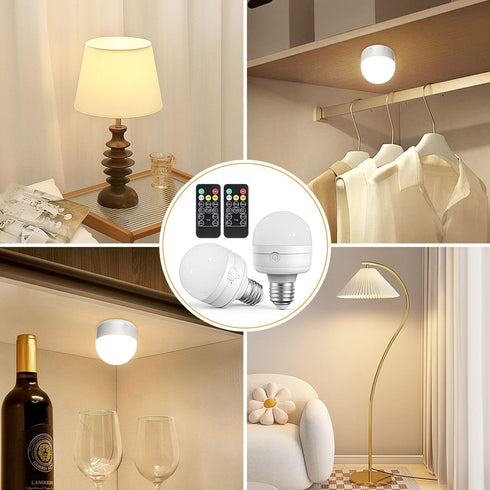 Rechargeable Light Bulbs with Remote Control Timer and 3 Color Temperature Options,Rechargeable Wall Sconce Puck Lights Battery Operated with Remo...