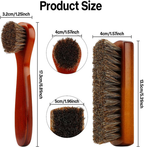 Shoe Brush, Shoe Cleaning Brush, 2 Pieces Horsehair Shoe Brush, Boot Brush, Horse Hair Brush for Leather, Shoe Brushes for Cleaning, Leather Shoes...
