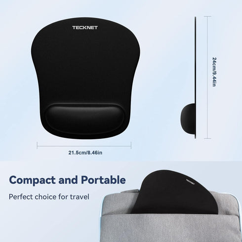 TECKNET 2 Pack Mouse Pad with Wrist Support, Ergonomic Gaming Mouse Pad Pain Relief, Portable Comfortable Mousepad for Computer, Laptop, Office, H...