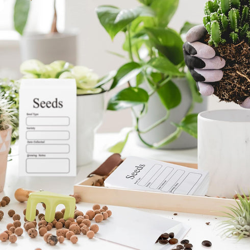 100 Pcs Seed Envelopes Resealable Self Sealing Seed Envelope Seed Packets 3.15 x 4.72 Inch Seed Saving Envelopes with Preprinted Seed Collecting T...