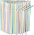 600pcs Plastic Drinking straws, Flexible straws, 8" Long, Stripes Multiple Colors Straws,suitable for various drinks, juice, milk, tea, cocktails,...