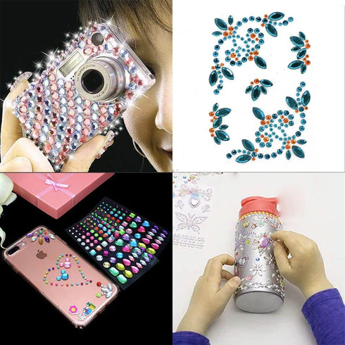 714pcs Gem Stickers Rhinestone for Crafts,Self Adhesive Jewels Stickers,Jewels for Arts & Crafts for Kids, Oval, Water Drop, Circle, Heart, 2sheet...