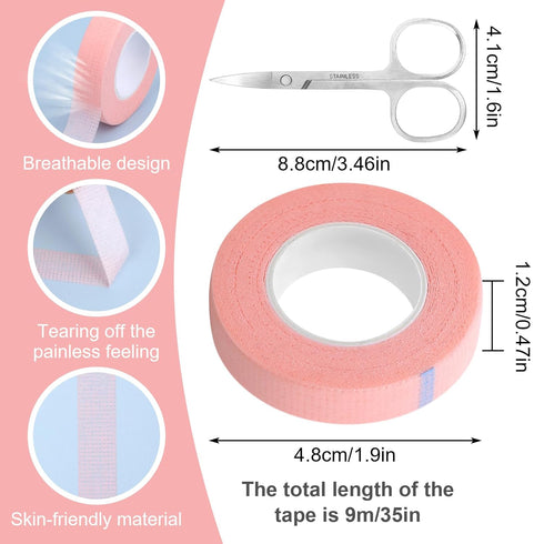 6 Rolls Lash Tape, Makeup Adhesive Tape for Eyeshadow, 1/2''x9.8 Yards Eyelash Tapes, Eyeshadow Tape for Eye Makeup with Eyebrow Scissors, Pink...