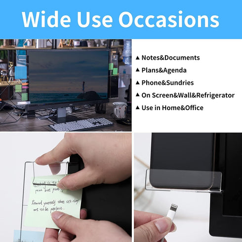 2PCS Multifunction Clear Computer Monitor Memo Boards ?Left & Right? Acrylic Screen Message Side Panel Phone Holder Message Reminder for Office De...