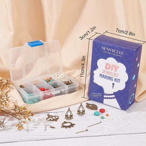 SUNNYCLUE 1 Box DIY Make 10 Pairs Bohemian Chandelier Earrings Making Kit Including Chandelier Links Turquoise Beads Earring Findings for Women Be...