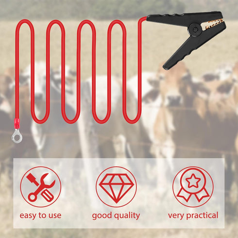 6 Pcs 3 ft Electric Fence Wire Solar Connect Fence Connectors Charger Electric Fence Clips Electric Fence Copper Wire with Alligator Clip...