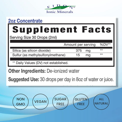 Eidon Ionic Minerals Joint Support Supplement Liquid Concentrate- Contains Ionic Silica and Sulfur, Joint Support Drops, Stronger Hair, Skin, and ...