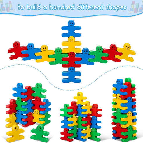 Montessori Toys for 2 3 4 Year Old Boys Girls Gifts, 16pcs Wooden Building Blocks for Toddlers 1-3 Year Old, Stacking Blocks Sensory Toys for Kids...