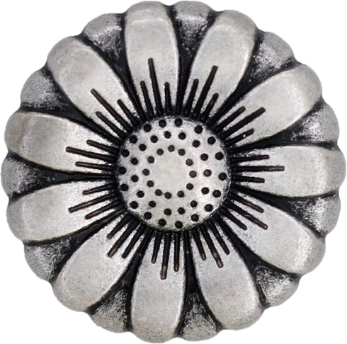 Bezelry 12 Pieces Morning Flower Metal Shank Buttons. 20mm (3/4 inch) (Antique Silver)...
