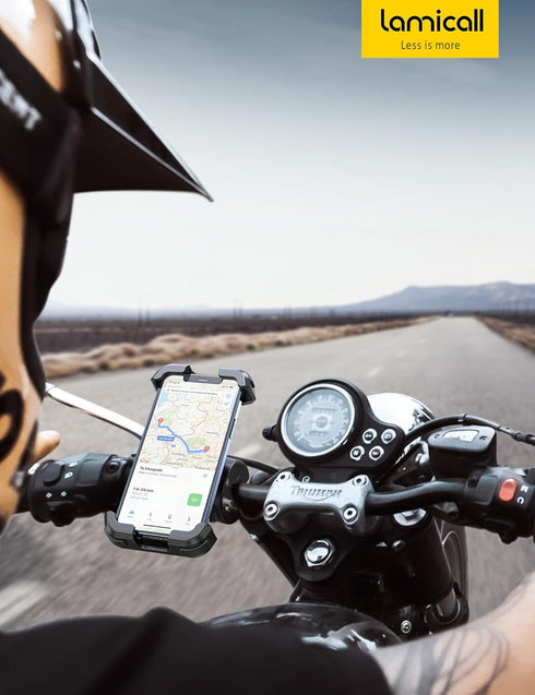 Lamicall Motorcycle Phone Mount, Bike Phone Holder - Upgrade Quick Install Handlebar Clip for Bicycle Scooter, Cell Phone Clamp for iPhone 15 Pro ...