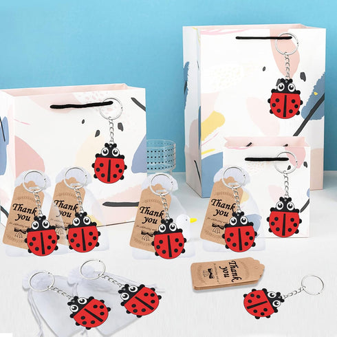 24 Pack Ladybug Keyring Pack Party Favor for Ladybug Lover, My Little Ladybug Themed Party, Baby Shower, Birthday...