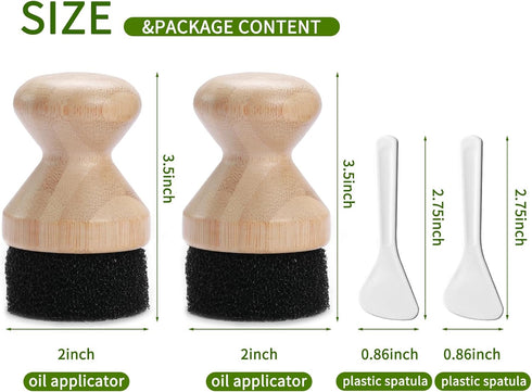 Herda 2pcs Food Grade Mineral Oil & Wax Applicator for Wood Cutting Board, Butcher Blocks, Safe Cutting Boards Oil Sealer -Bamboo/Wooden Spoon Ute...